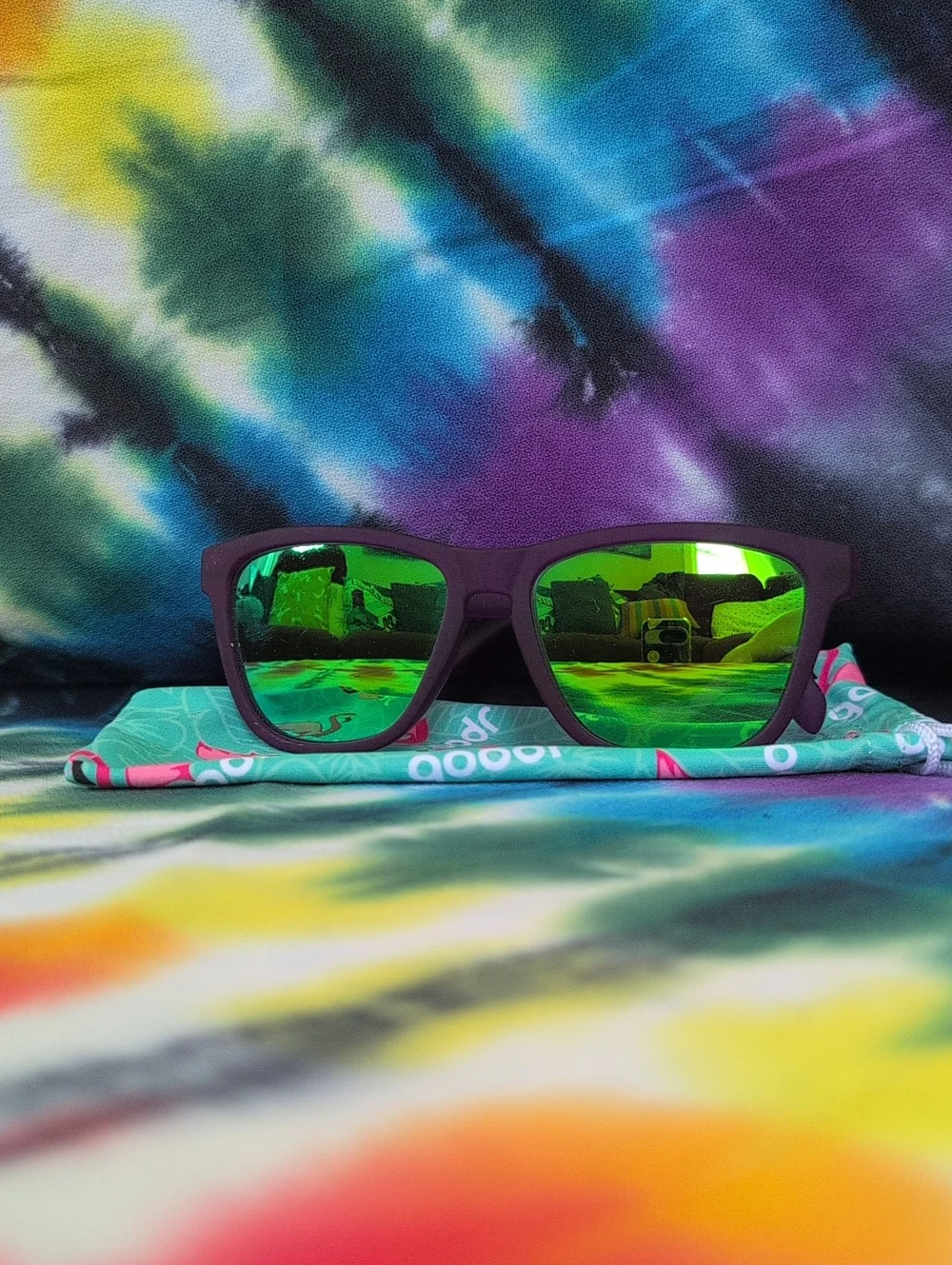 Purple Frame Sunglasses w Green Mirrored Lenses GARDENING WITH A KRAKEN